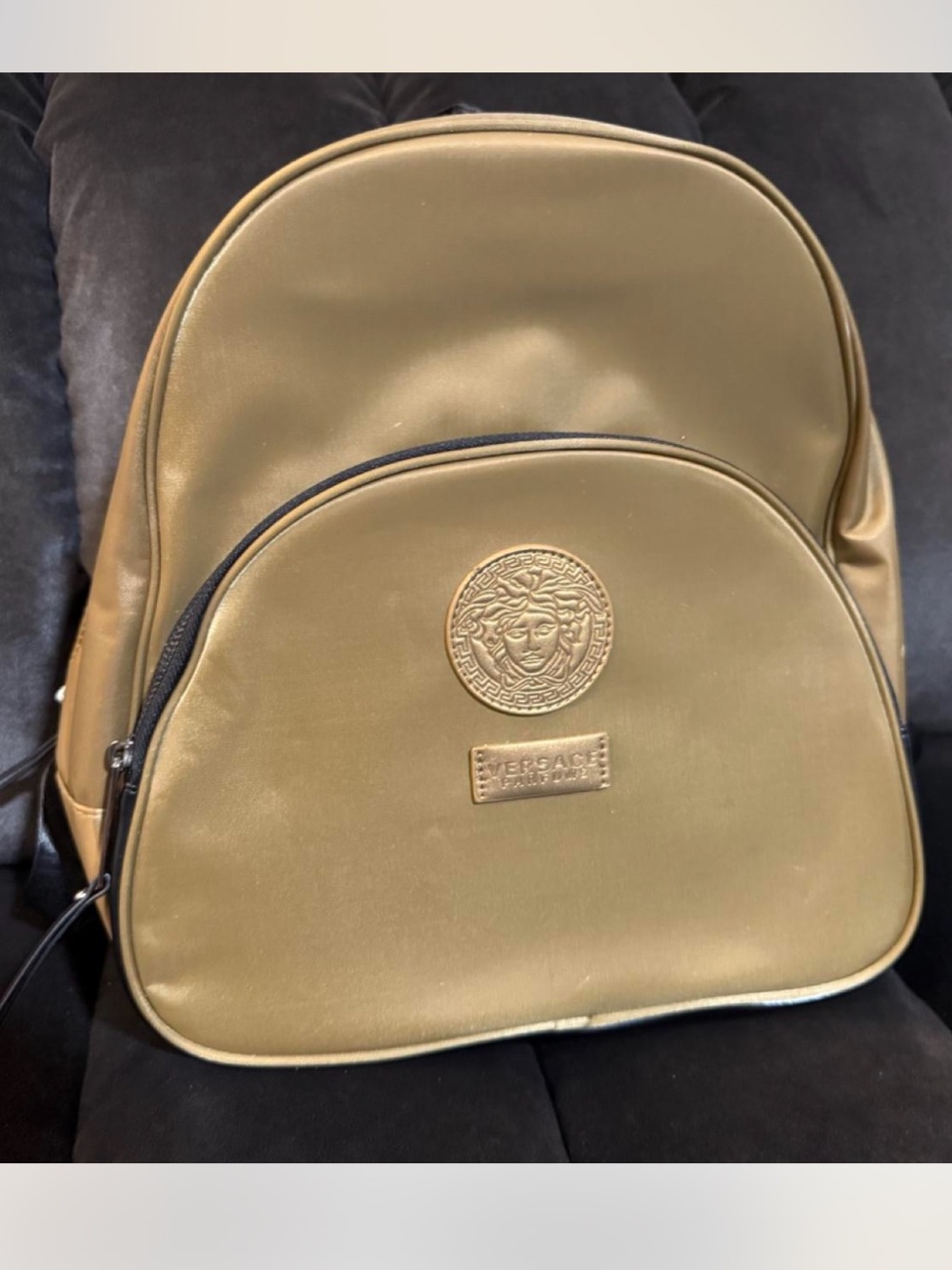 Versace Parfums New Gold-Tone Backpack with Medusa Crest